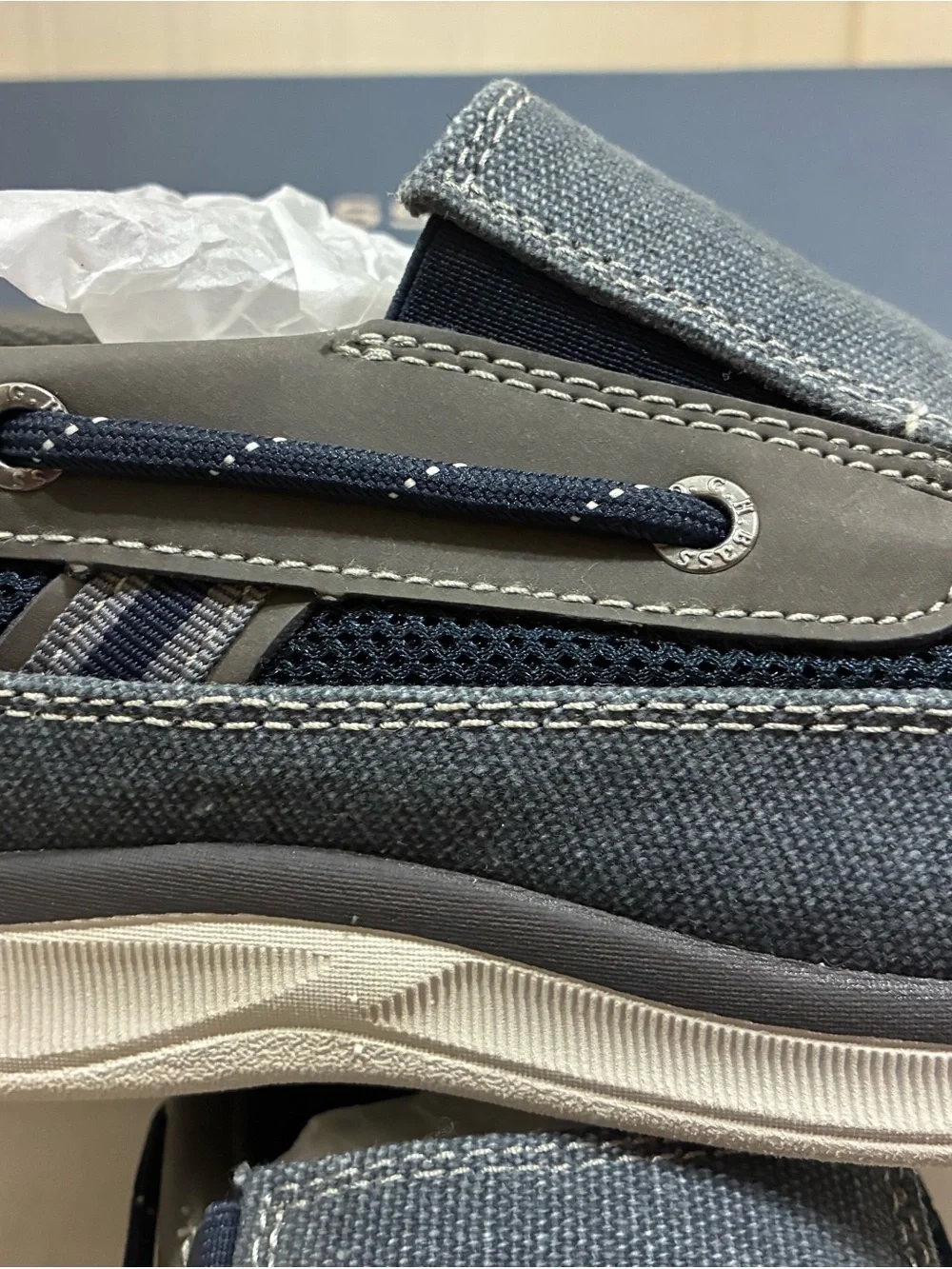 Bass Men's Navy Canvas Slip-On Boat Shoes